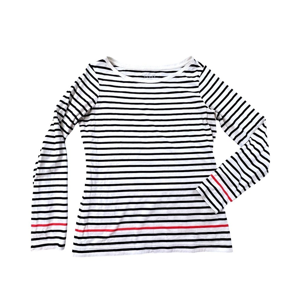 The Outfitters Women's‎ Striped Long Sleeve Boat Neck Top 100% Pima Cotton M/L